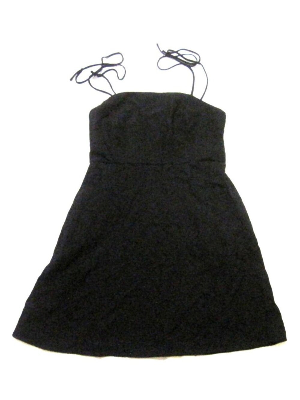 Gap Black Mini Slip Dress Sz S Spaghetti Tie Strap Baby Doll Summer Linen Blend